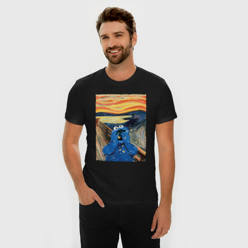 Мужская футболка хлопок Slim с принтом КОРЖИК, КРИК, фото на моделе #1