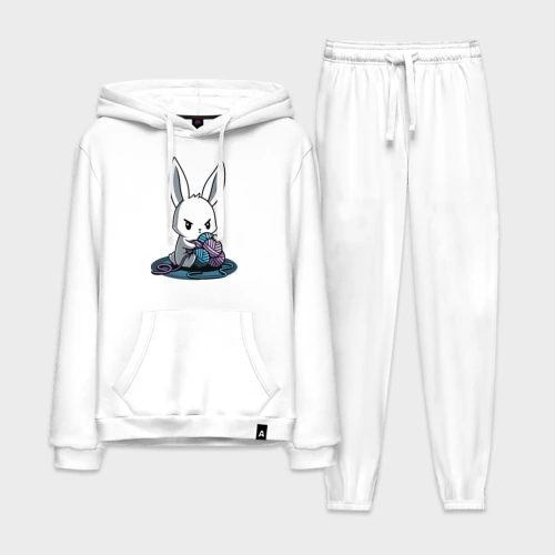 Мужской костюм хлопок с толстовкой Зайчонок обнял клубки The bunny hugged the balls