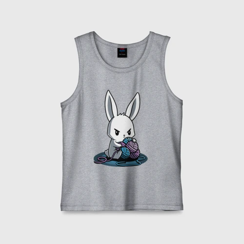 Детская майка хлопок Зайчонок обнял клубки The bunny hugged the balls