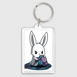 Брелок прямоугольный 35*50 Зайчонок обнял клубки The bunny hugged the balls