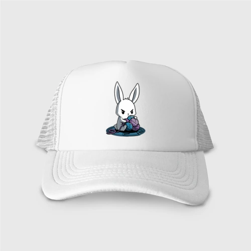 Кепка тракер с сеткой Зайчонок обнял клубки The bunny hugged the balls