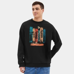 Мужской свитшот oversize без начеса хлопок Грэвэл и полоски - фото 2