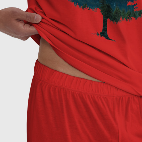 Мужская пижама хлопок Лес в ёлке, цвет красный - фото 6