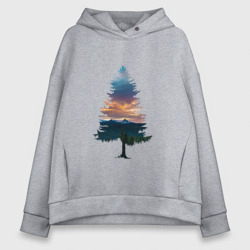 Женское худи Oversize хлопок Лес в ёлке