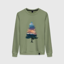 Женский свитшот хлопок Лес в ёлке