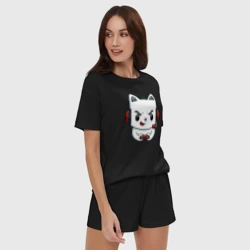 Женская пижама с шортиками хлопок  The cat is a cyber player - фото 2