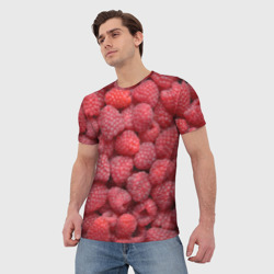 Футболка с принтом Малина - ягоды для мужчины, вид на модели спереди №2. Цвет основы: белый