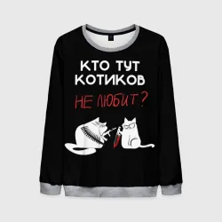 Мужской свитшот 3D Кто тут котиков не любит