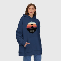 Худи SuperOversize хлопок Сиреноголовый в ночной тайге - фото 2