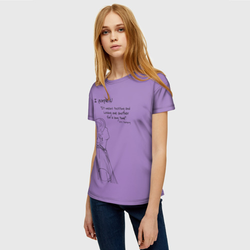 Женская футболка 3D I purple u - Taehyung BTS, цвет 3D печать - фото 3