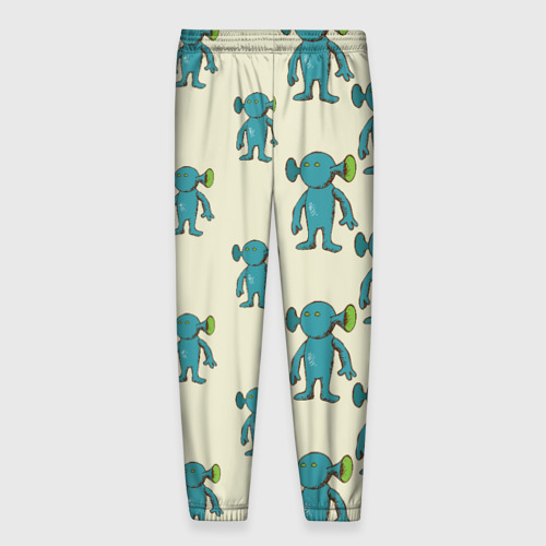 Мужские брюки 3D с принтом Милые зеленые человечки, вид сзади #1