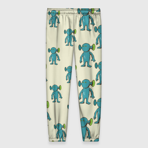 Женские брюки 3D с принтом Милые зеленые человечки, вид сзади #1