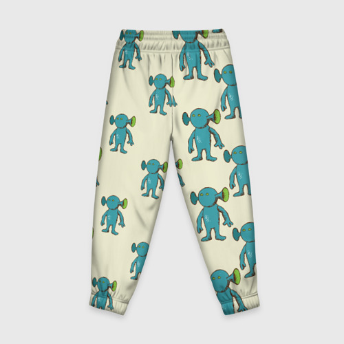 Детские брюки 3D с принтом Милые зеленые человечки, вид сзади #1