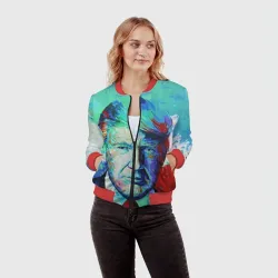 Женский бомбер 3D Дональд Трамп арт - фото 2