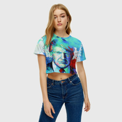 Женская футболка Crop-top 3D Дональд Трамп арт - фото 2
