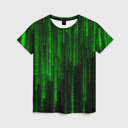 Женская футболка 3D Двоичный код Матрица