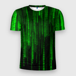Мужская футболка 3D Slim Двоичный код Матрица