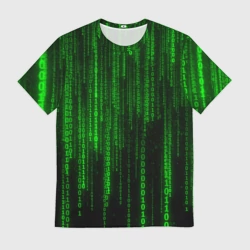 Мужская футболка 3D Двоичный код Матрица