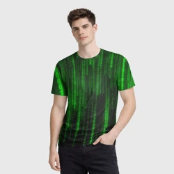 Мужская футболка 3D Двоичный код Матрица - фото 2