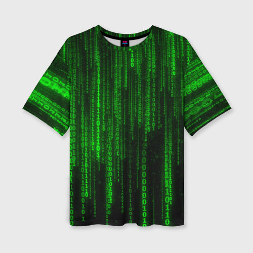 Женская футболка oversize 3D Двоичный код Матрица, цвет 3D печать