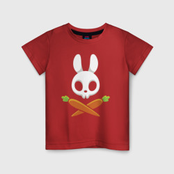 Череп кролика с двумя морковками  – Детская футболка хлопок с принтом купить со скидкой в -20%