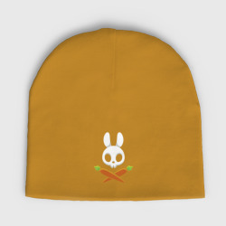 Череп кролика с двумя морковками  – Женская шапка демисезонная с принтом купить