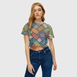 Женская футболка Crop-top 3D Мандала орнамент - фото 2