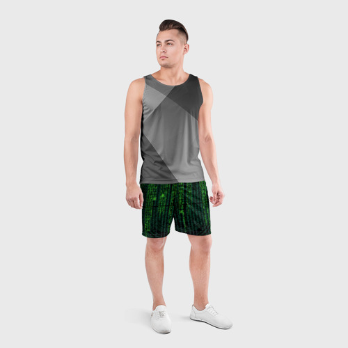 Мужские шорты спортивные с принтом Бинарная матрица, вид сбоку #3