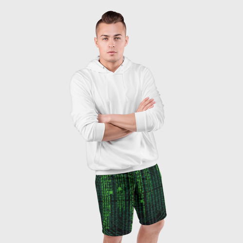 Мужские шорты спортивные с принтом Бинарная матрица, фото #4