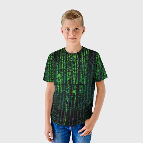 Детская футболка 3D Бинарная матрица, цвет 3D печать - фото 3