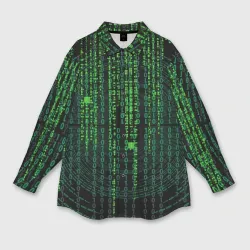 Женская рубашка oversize 3D Бинарная матрица