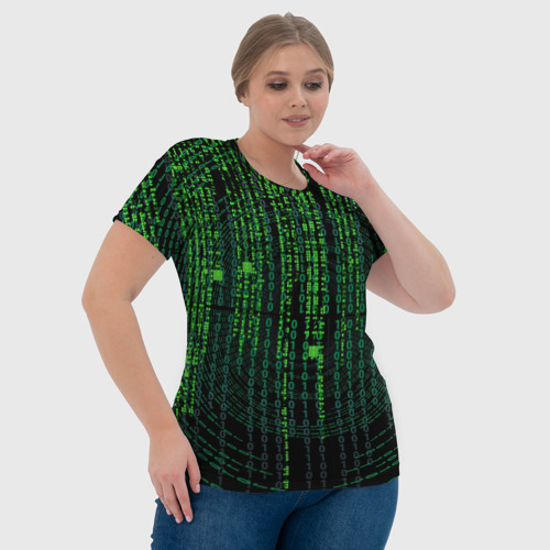 Женская футболка 3D с принтом Бинарная матрица, фото #4
