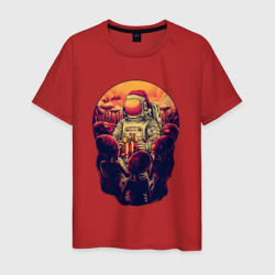 Мужская футболка хлопок Космонавт дарит подарки инопланетянам