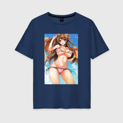 Женская футболка хлопок Oversize Аниме герл в купальнике