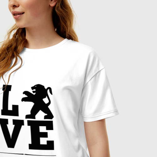 Женская футболка хлопок Oversize Peugeot Love Classic, цвет белый - фото 3