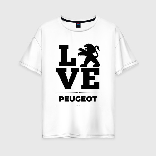 Женская футболка хлопок Oversize Peugeot Love Classic, цвет белый