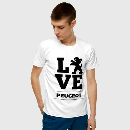 Мужская футболка хлопок Peugeot Love Classic, цвет белый - фото 3