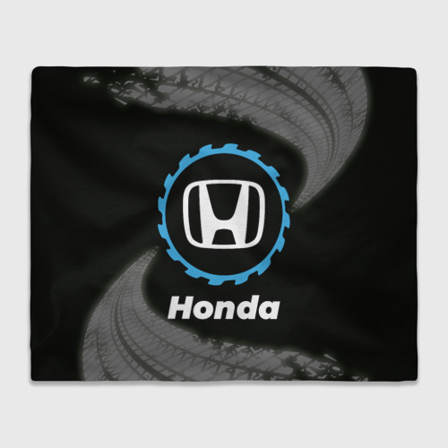 Плед 3D Honda в стиле Top Gear со следами шин на фоне, цвет 3D (велсофт)