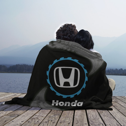 Плед 3D Honda в стиле Top Gear со следами шин на фоне, цвет 3D (велсофт) - фото 3