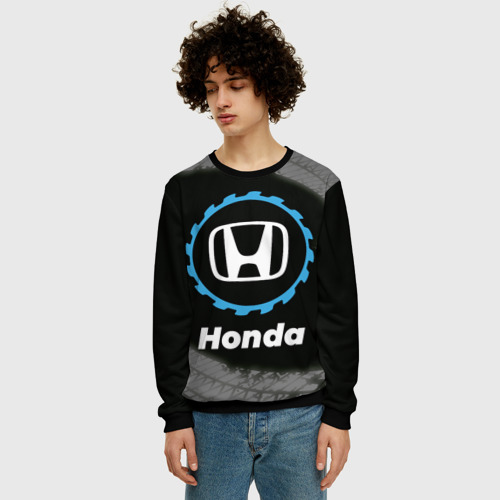 Мужской свитшот 3D Honda в стиле Top Gear со следами шин на фоне, цвет черный - фото 3