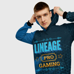 Толстовка с принтом Игра Lineage: pro Gaming для мужчины, вид на модели спереди №3. Цвет основы: черный