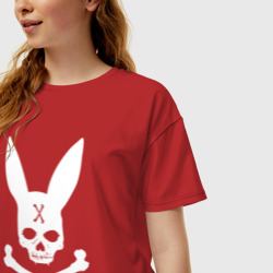 Женская футболка хлопок Oversize Прикольный череп зайца Хайп Cool Rabbit Skull Hype - фото 2