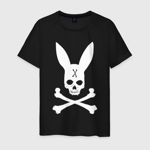Мужская футболка хлопок Прикольный череп зайца Хайп Cool Rabbit Skull Hype, цвет черный