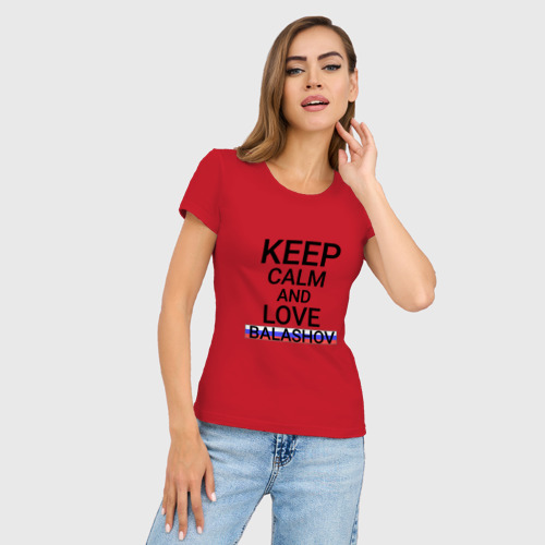Женская футболка хлопок Slim Keep calm Balashov (Балашов), цвет красный - фото 3