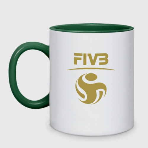 Кружка двухцветная с принтом FIVB ВОЛЕЙБОЛ ЛОГО, вид спереди #2