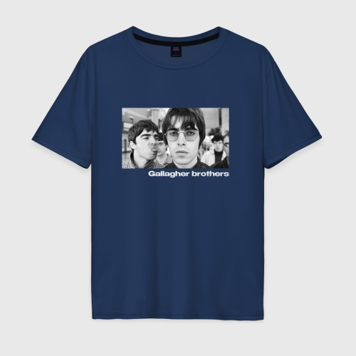 Мужская футболка оверсайз из хлопка с принтом Братья Галлахеры из группы Oasis, вид спереди №1