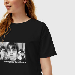 Женская футболка хлопок Oversize Братья Галлахеры из группы Oasis - фото 2