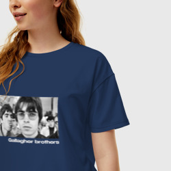 Женская футболка хлопок Oversize Братья Галлахеры из группы Oasis - фото 2