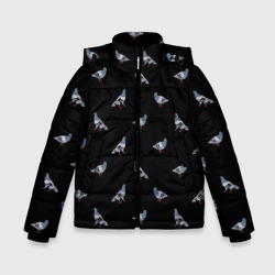 Зимняя куртка для мальчиков 3D Голуби на черном паттерн