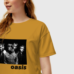 Женская футболка хлопок Oversize Черный принт Oasis - фото 2